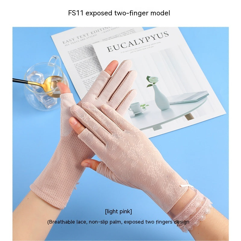Lightweight Breathable Lace Sun Protection Gloves – Elegant Women’s UV Gloves