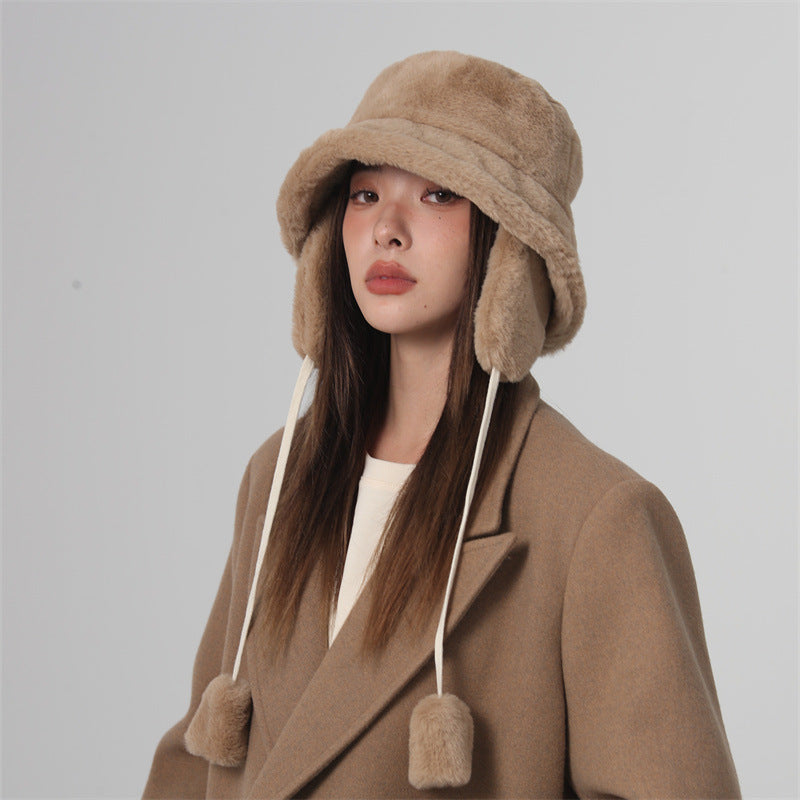 Women’s Plush Winter Hat – Fleece-Lined with Removable Earmuffs