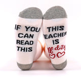 Cotton Letter Crew Socks – Funny Nurse & Teacher Mid-Calf Design
