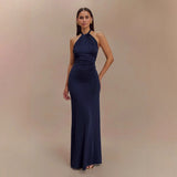 Bodycon Halter Maxi Dress – Sexy Backless Slim Fit Evening Dress
