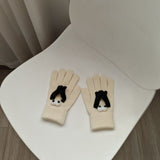 Plush Warm Five-Finger Gloves – Cute Winter Hand Holding Design