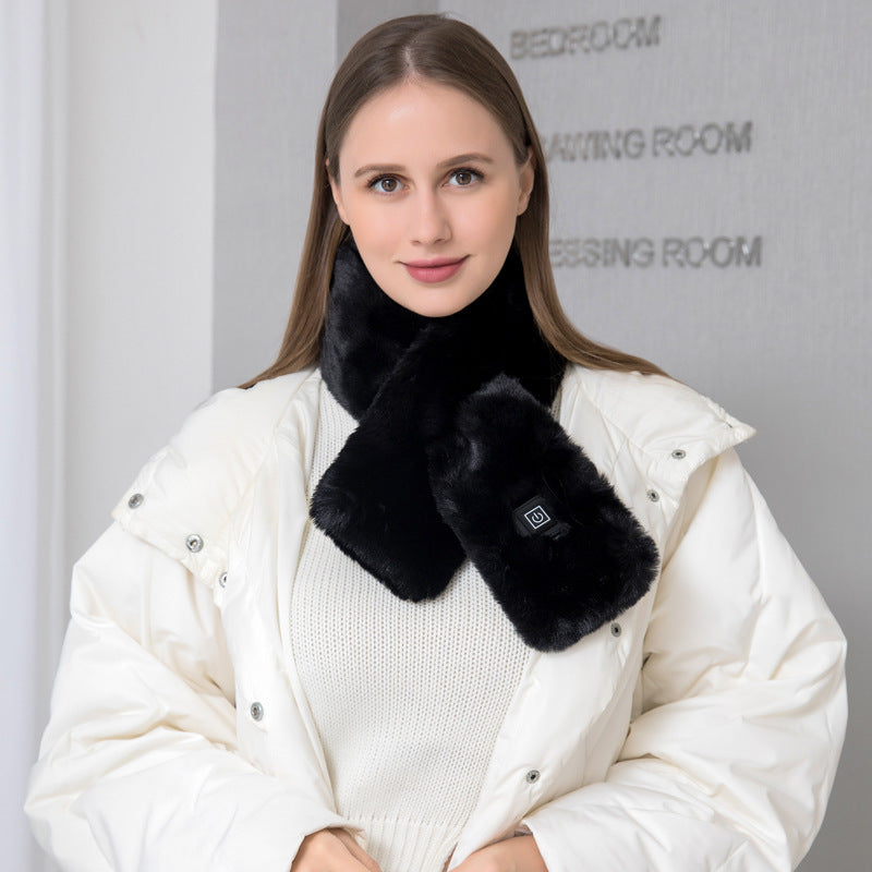Heated Faux Fur Scarf – USB Rechargeable Neck Warmer