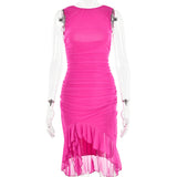 Summer Slim Bodycon Midi Dress – Sleeveless Round Neck Party Club Dress