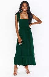 Women’s Summer Suspender Split Dress – Lace-up Design & Ruffled Hem