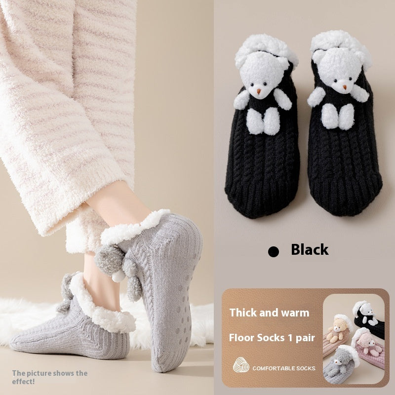 Women’s Winter Fleece Lined Socks – Warm Cartoon Lambswool