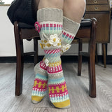 Retro Jacquard Crochet Floor Socks – Women’s Long INS Style
