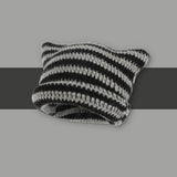 Women’s Knitted Wool Beanie – Striped Devil Horn Style
