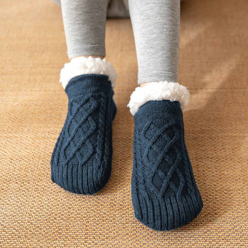 Winter Knitted Plush Floor Socks – Non-Slip Warm Home Carpet Socks