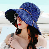 Women’s Foldable Flower Straw Sun Hat – Wide Brim Summer Style