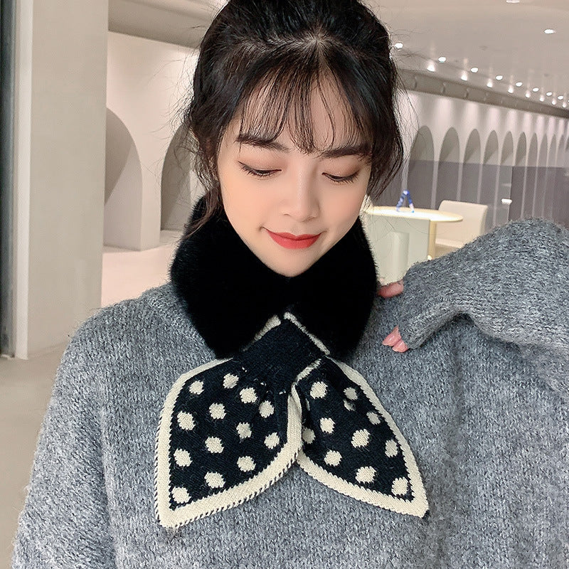 Bow-Knot Faux Rabbit Fur Scarf – Soft & Warm Winter Neck Wrap