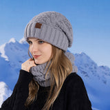 Women’s Knitted Hat & Scarf Set – Winter Warm Earmuff Beanie