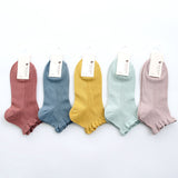 Women’s Double Needle Cotton Ankle Socks – Solid Color Short Casual