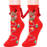 Magnetic Christmas Couple Socks – Coral Fleece Warm Slipper Tube