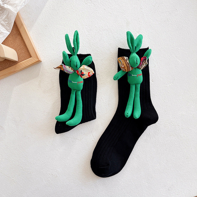 3D Green Reindeer Winter Socks – Cotton Breathable Crew Style