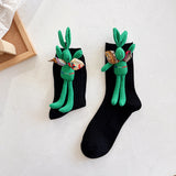 3D Green Reindeer Winter Socks – Cotton Breathable Crew Style