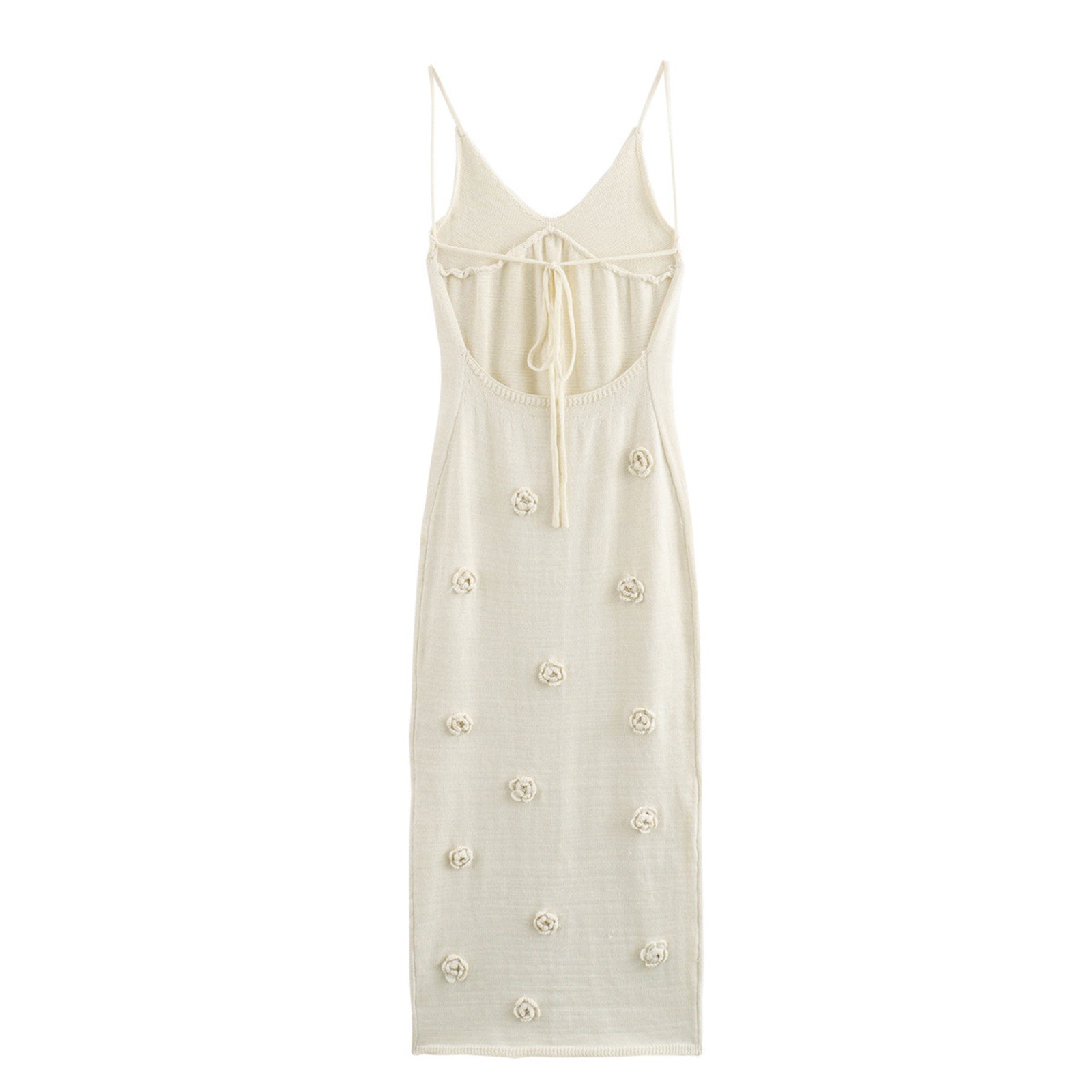 Women’s Braces Skirt Flower Knitted Backless Lace-up Dress