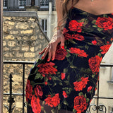 Fashion Women's Wear Slim Fit Printing Slip Dress