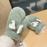 Korean Style Cute Moving Wings Mittens – Warm Winter Gloves for Women