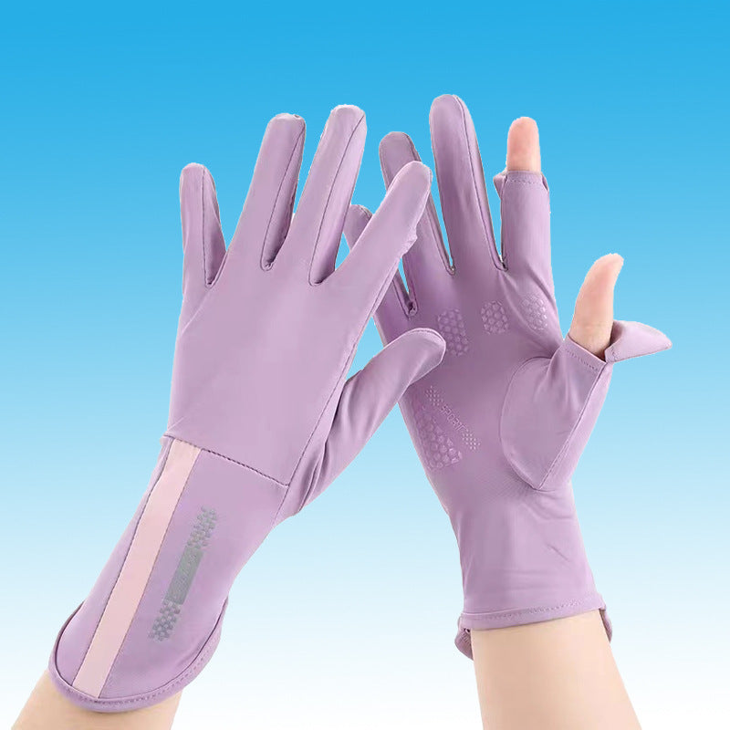 Summer UV Protection Ice Silk Gloves – Breathable, Elastic & Lightweight