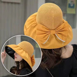 Women’s Straw Sun Hat – Large Brim with Big Bow UV Protection