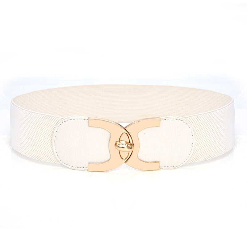 Wide Elastic Waist Belt – Women’s Snap-On Cinch with Alloy Buckle
