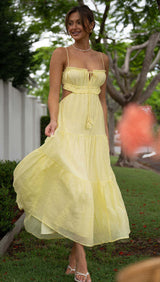 Elegant Hollow Backless Maxi Dress – Spaghetti Strap Swing Dress for Women