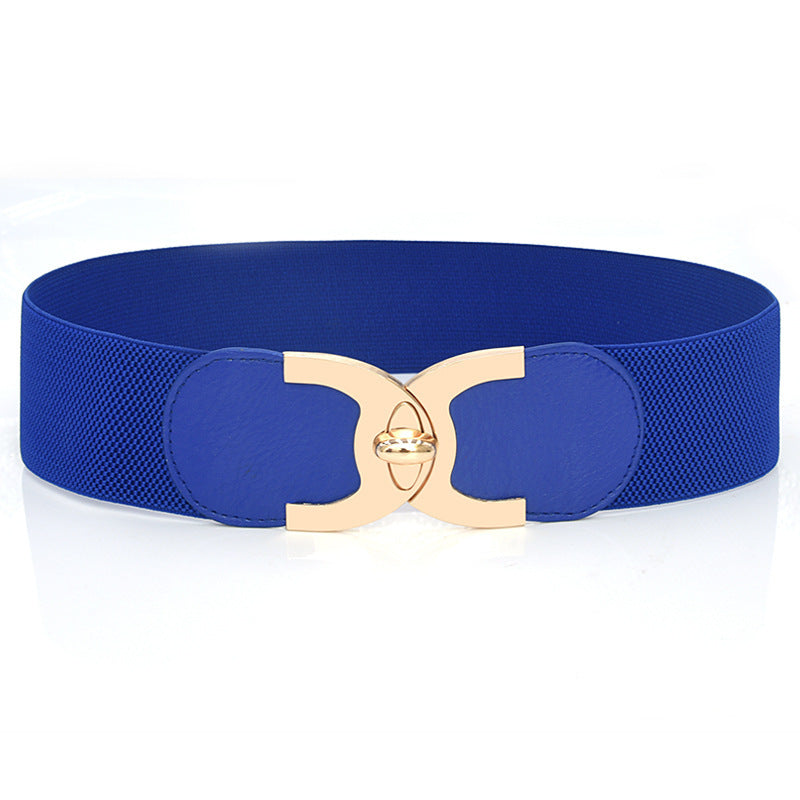 Wide Elastic Waist Belt – Women’s Snap-On Cinch with Alloy Buckle