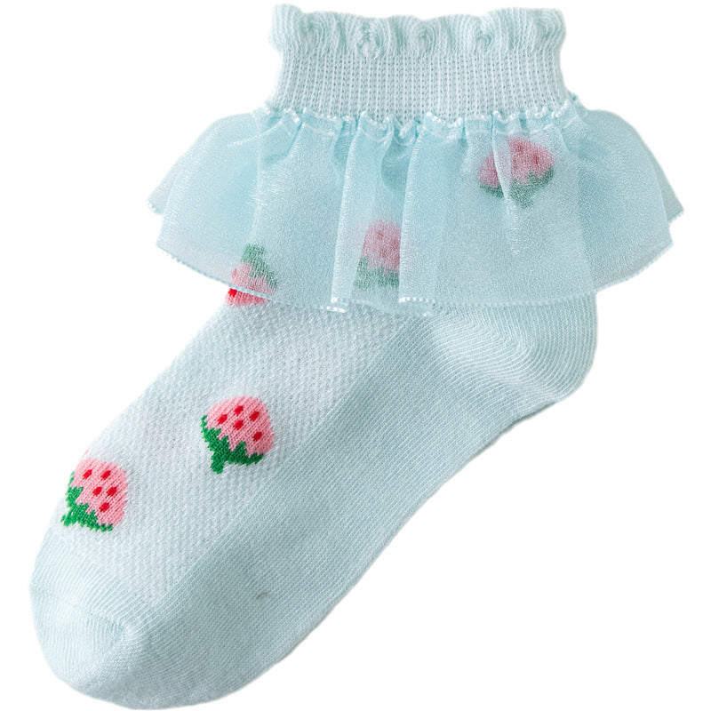 Girls’ Summer Lace Socks – Thin Mesh Princess Style