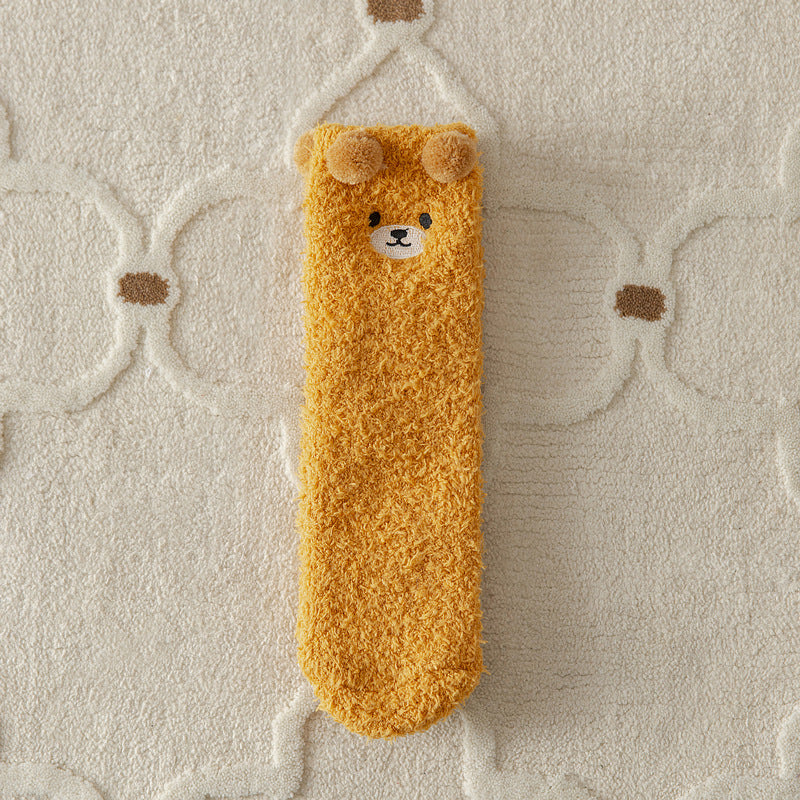 Women’s Coral Fleece Bear Socks – Cozy Winter Style