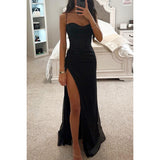 Sexy Split V-Neck Maxi Dress – Sleeveless Suspender Evening Party Dress