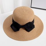 Women’s Lace Bow Straw Sun Hat – Wide Brim Summer Beach Hat