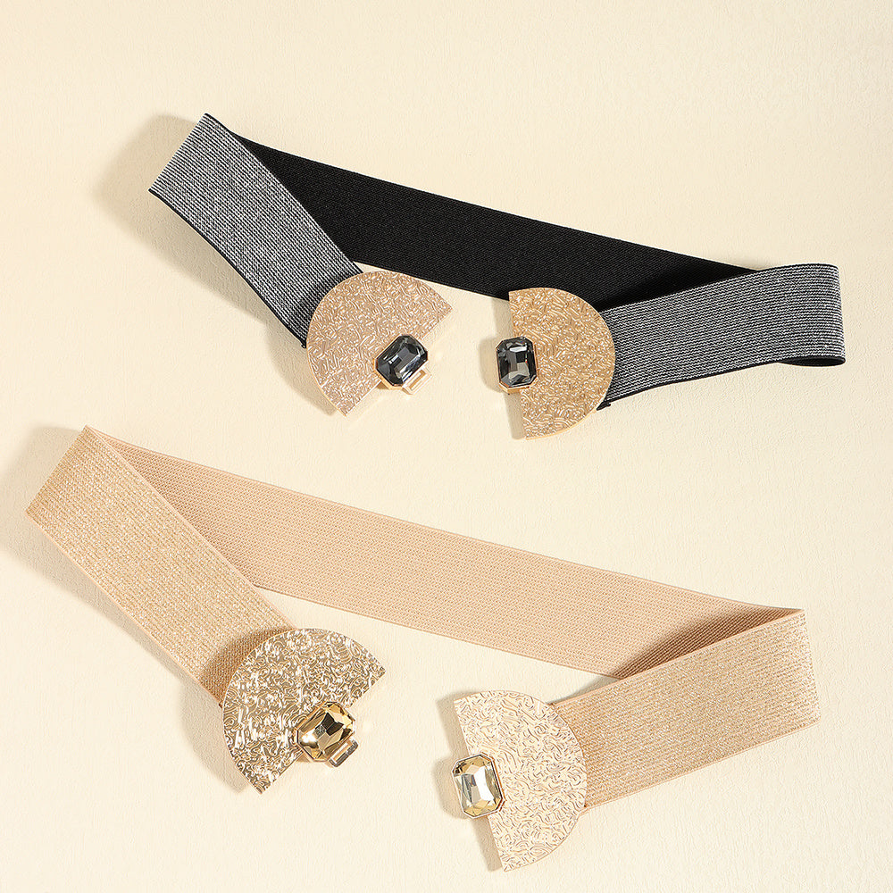 Glitter Pearl Elastic Waist Belt – Decorative Stretch Belt for Dresses & Coats