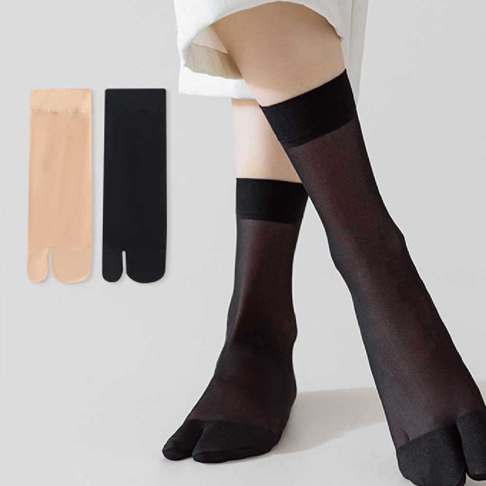 Breathable Thin Mid-Calf Socks – Solid Color Polyester Cotton