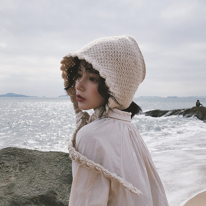 Women’s Lace Knitted Wool Hat – Vintage Style Lei Feng Beanie