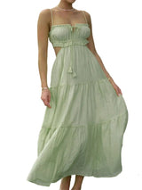 Elegant Hollow Backless Maxi Dress – Spaghetti Strap Swing Dress for Women