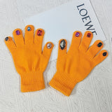 DIY Split Finger Knitted Gloves with Colorful Diamond Design – Street Style