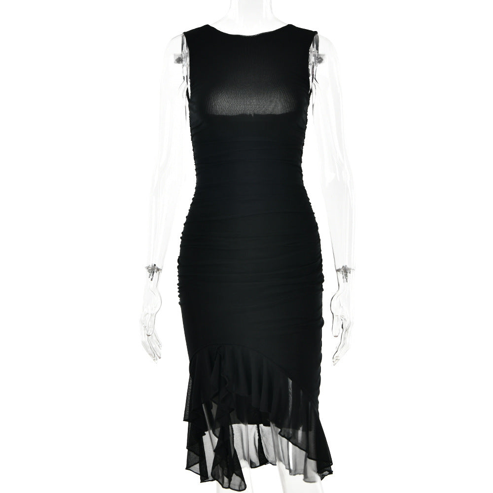 Summer Slim Bodycon Midi Dress – Sleeveless Round Neck Party Club Dress