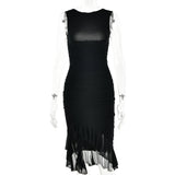Summer Slim Bodycon Midi Dress – Sleeveless Round Neck Party Club Dress