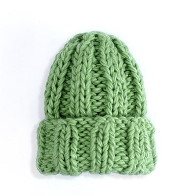 Women’s Thick Knitted Wool Beanie – Solid Color Winter Hat