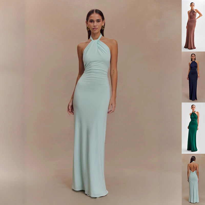 Bodycon Halter Maxi Dress – Sexy Backless Slim Fit Evening Dress