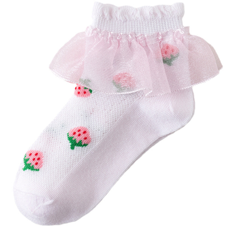 Girls’ Summer Lace Socks – Thin Mesh Princess Style