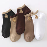 Cartoon Low-Cut Ankle Socks – Cute Bear & Strawberry Designs (5 Pairs)