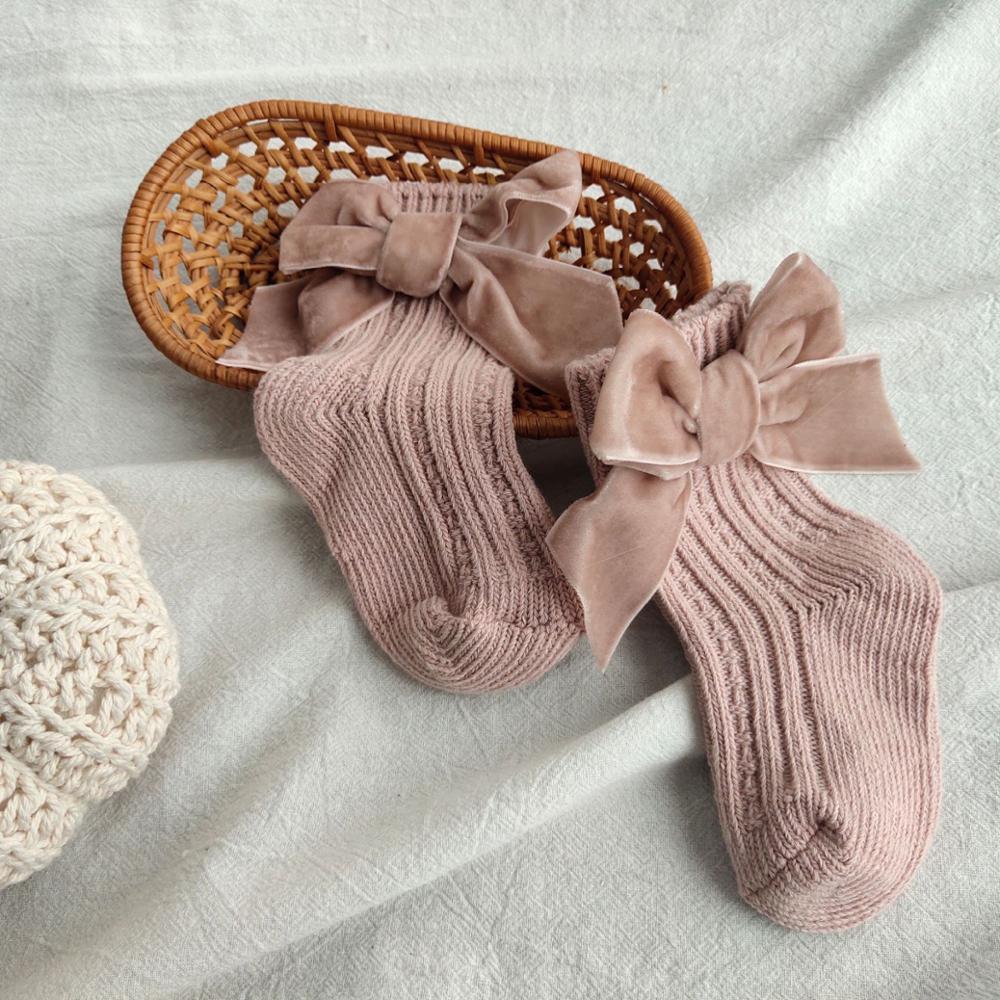 Baby Bowknot Cotton Socks – Pure Color Tube Style