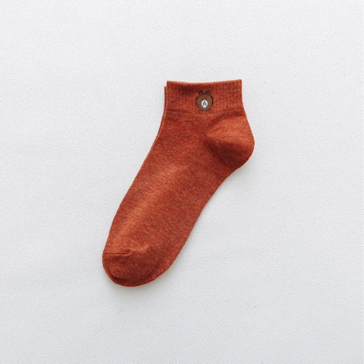 Women’s Simple Bear Ankle Socks – Casual Fashion Style