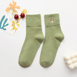 Women’s Cartoon Mushroom Cotton Crew Socks – Mid-Calf Style