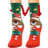 Magnetic Christmas Couple Socks – Coral Fleece Warm Slipper Tube