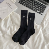Women’s Bow Cotton Crew Socks – Hollow Mesh Design