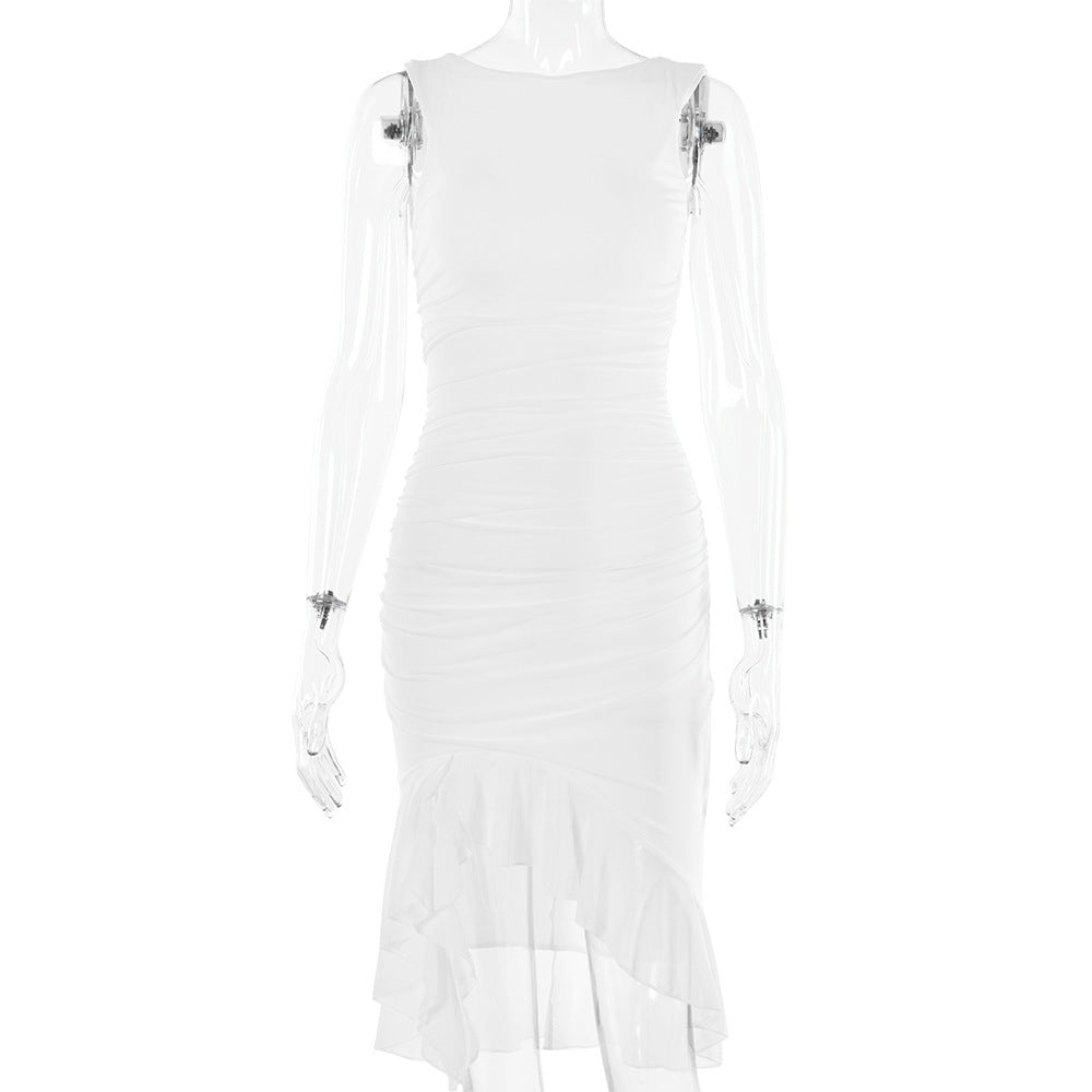 Summer Slim Bodycon Midi Dress – Sleeveless Round Neck Party Club Dress