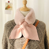 Bow-Knot Faux Rabbit Fur Scarf – Soft & Warm Winter Neck Wrap