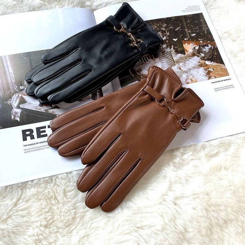 Women’s Winter PU Leather Gloves – Warm Plus Fleece Lining